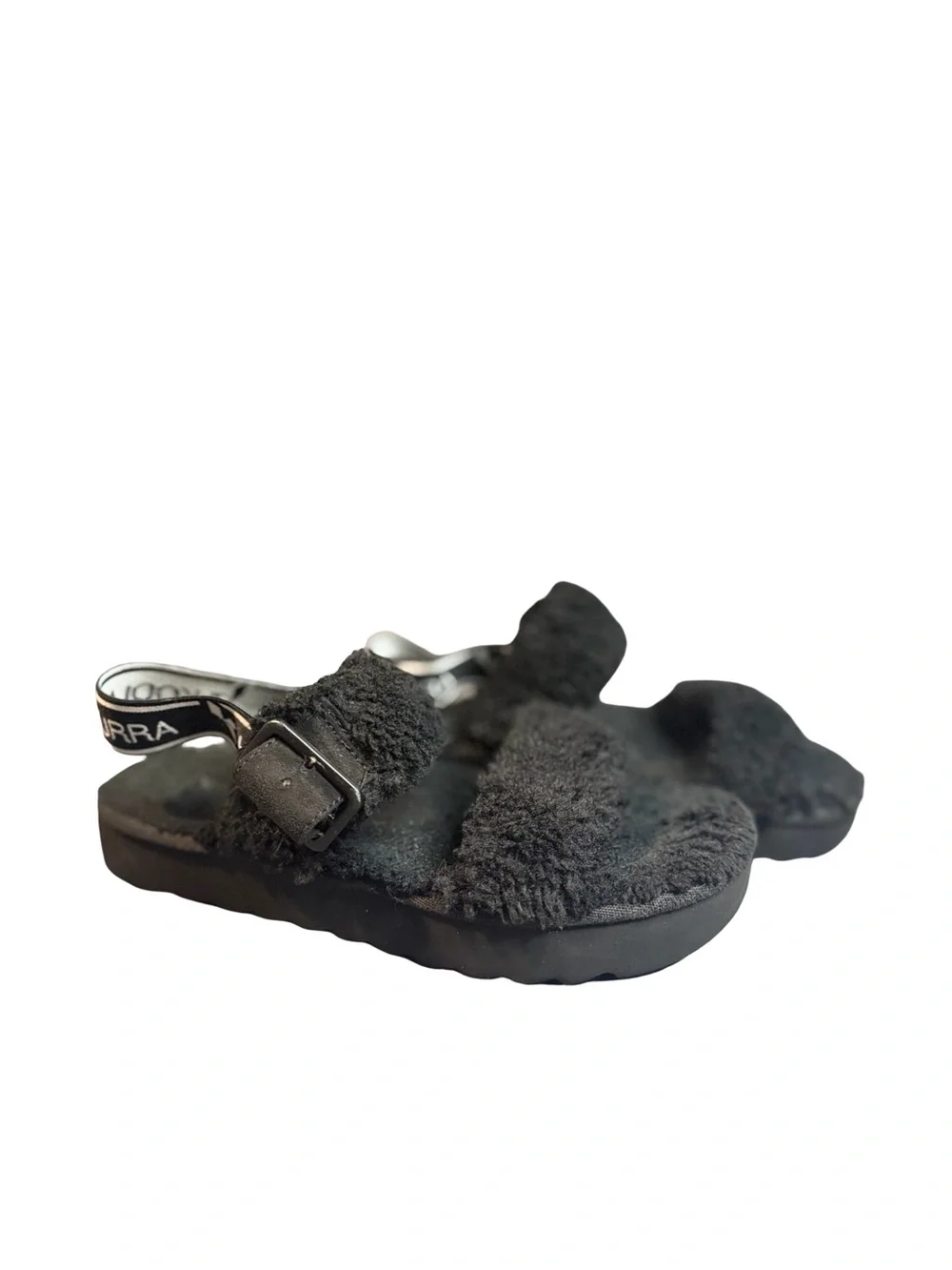 Koolaburra by UGG Women’s Black Slip-On Open Toe Faux Fur Slippers Sz 6
